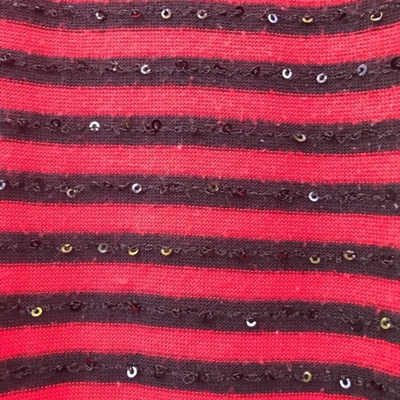 EXPRESS Red & Black Striped Sequin scoop Back Bodycon Dress - Picture 8 of 11